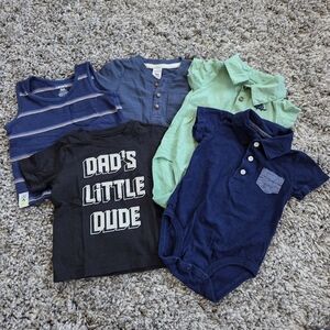Carter's, Just One You Boys 9M Outfit Set 5pc Bodysuits T-Shirts Tank Blue Green